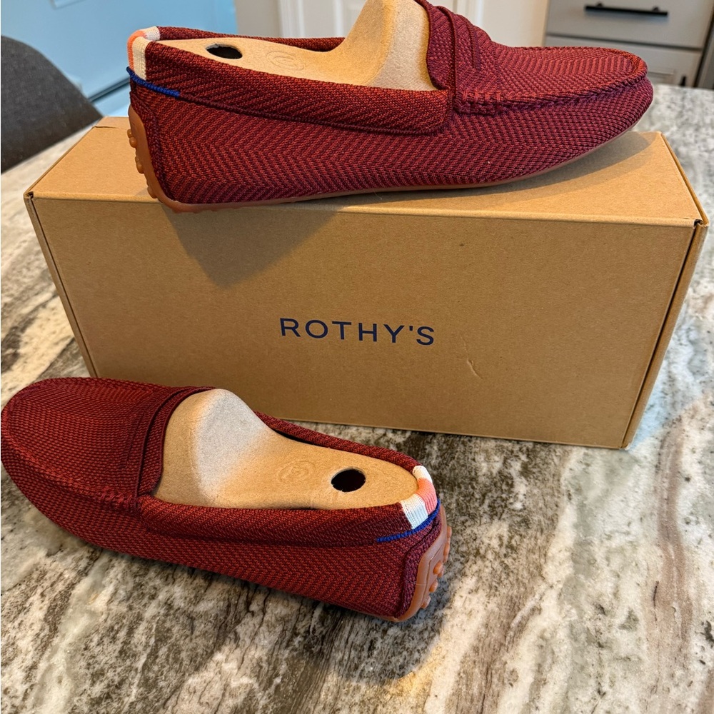 Rothy's Women’s knit loafer, The Driver. Merlot Herringbone. Size 9.